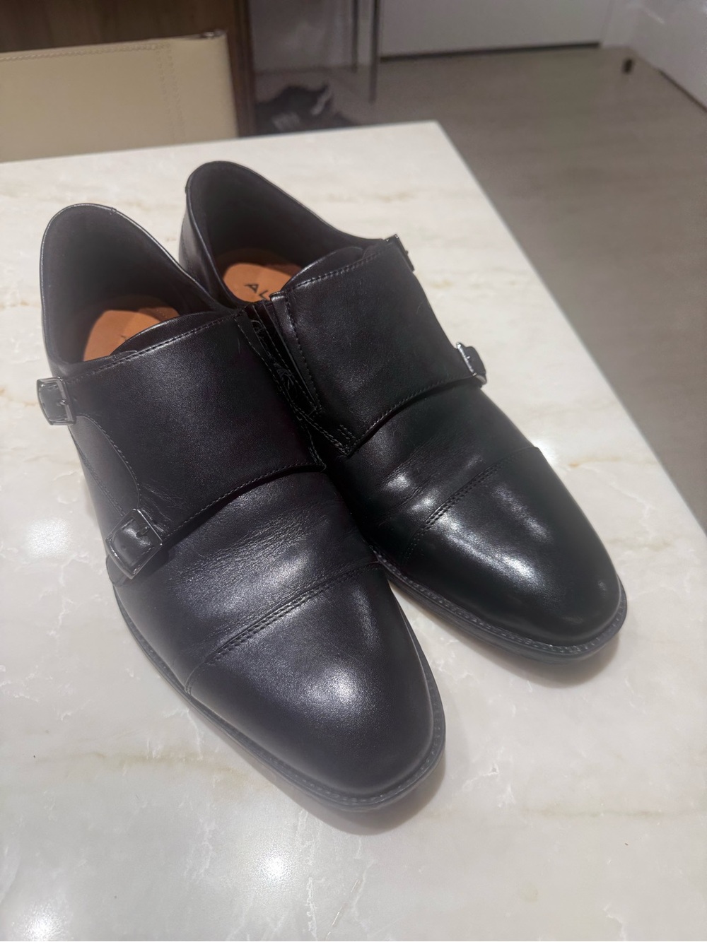 Aldo Black Leather Double Monk Strap Dress Shoes